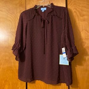 CeCe Elegant Burgundy Blouse